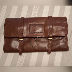 Vintage Brown Leather Men's Toiletry Travel Bag
